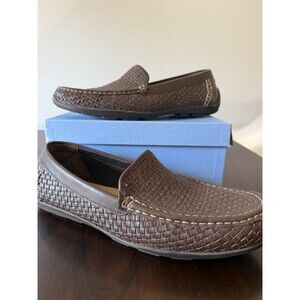 Tommy Bahama Orson Driver Loafers Men’s 11 Dark Brown Woven Leather Shoes